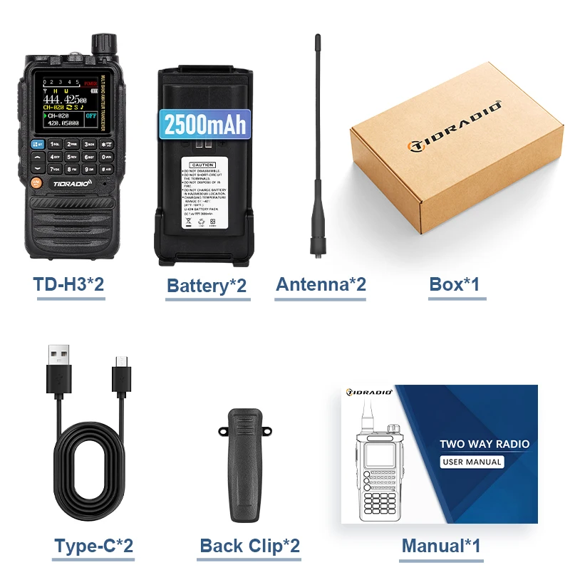 TIDRADIO 2 STKS H3 Lange Afstand Walkie Talkie Draadloze Programmering Air Band Twee Manier Radio Draagbare Set HAM GMRS