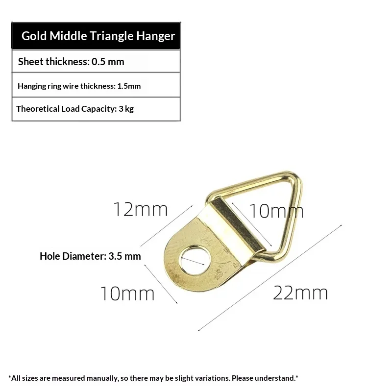 10PCS Thick Silk Gold Triangle Hook For Photo Frame Decoration Hidden Hanging Buckle Oil Painting Wall Art Hardware Accessory