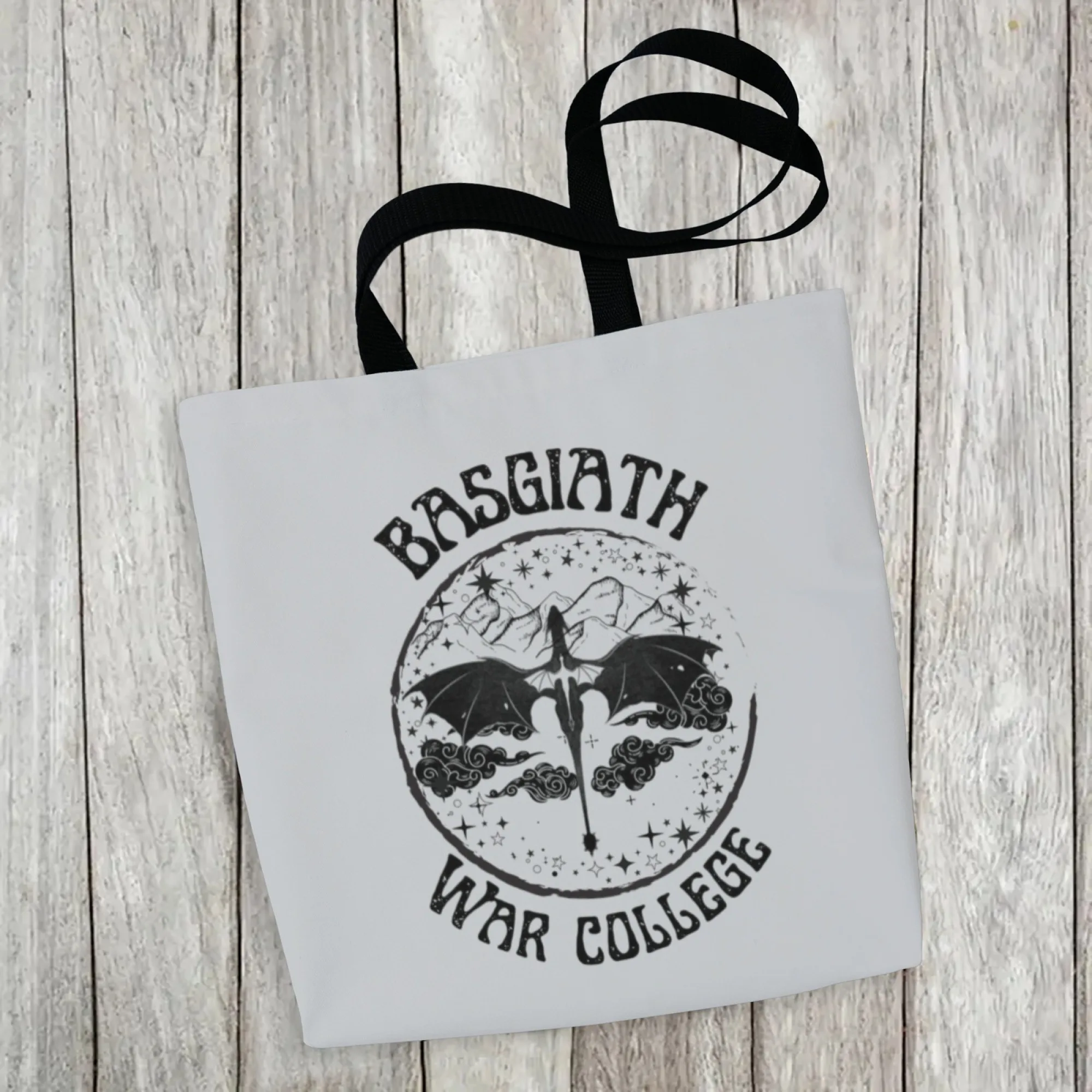 حقيبة تسوق متينة من القماش Basgiath War College حقيبة تسوق قابلة لإعادة الاستخدام بطباعة تنين خيالية أنيقة للاستخدام اليومي والكتاب #5