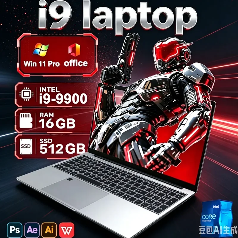 15.6" Gaming Laptop Windows 11 Pro Intel Core I9-9900 16GB RAM 1TB SSD Office Gamer Study Notebook Computer PC