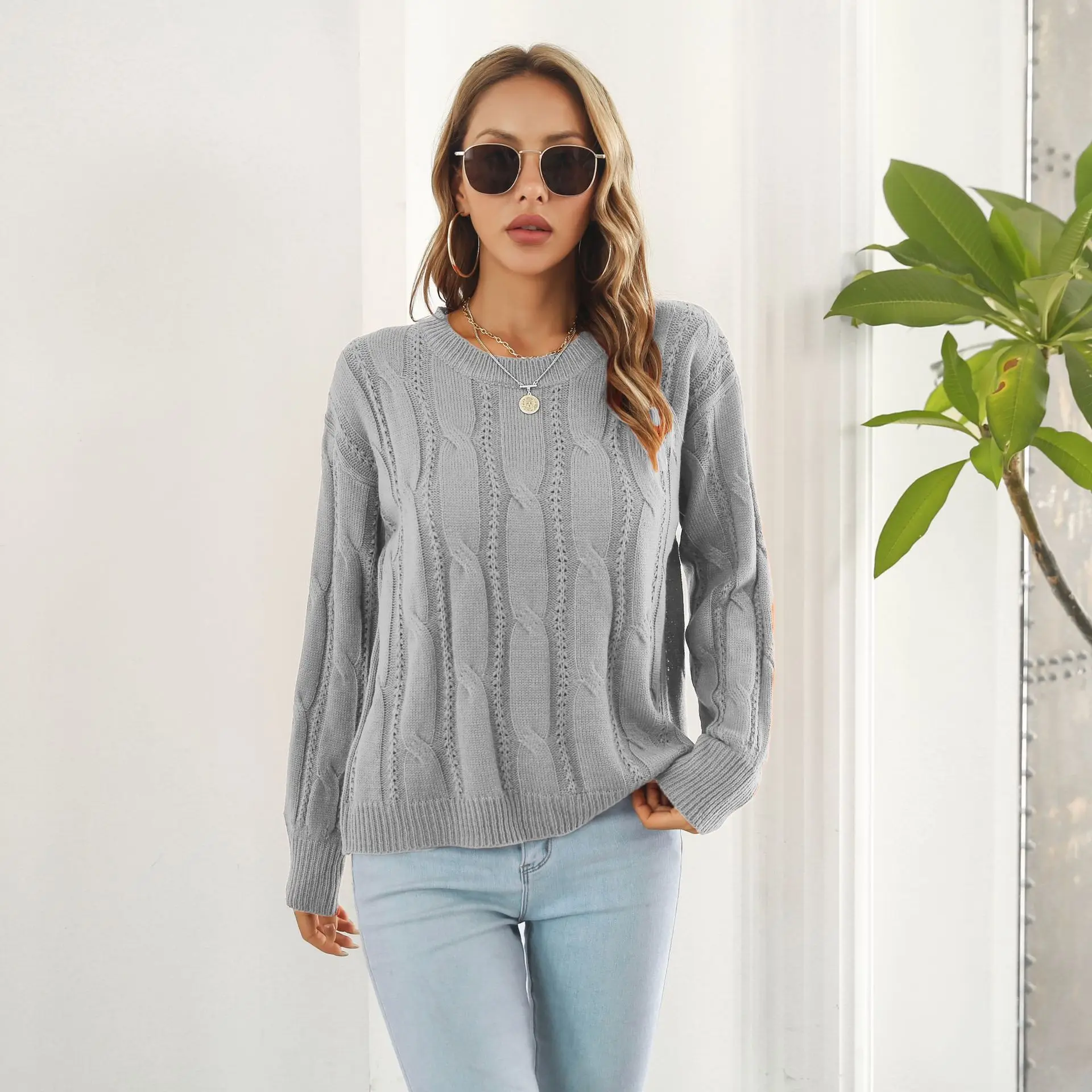 2025 Autumn Winter Women's Knitted Tops Solid Color Twist Sweater For Women Casual O-neck Pullovers Thicekn Warm Knitwears