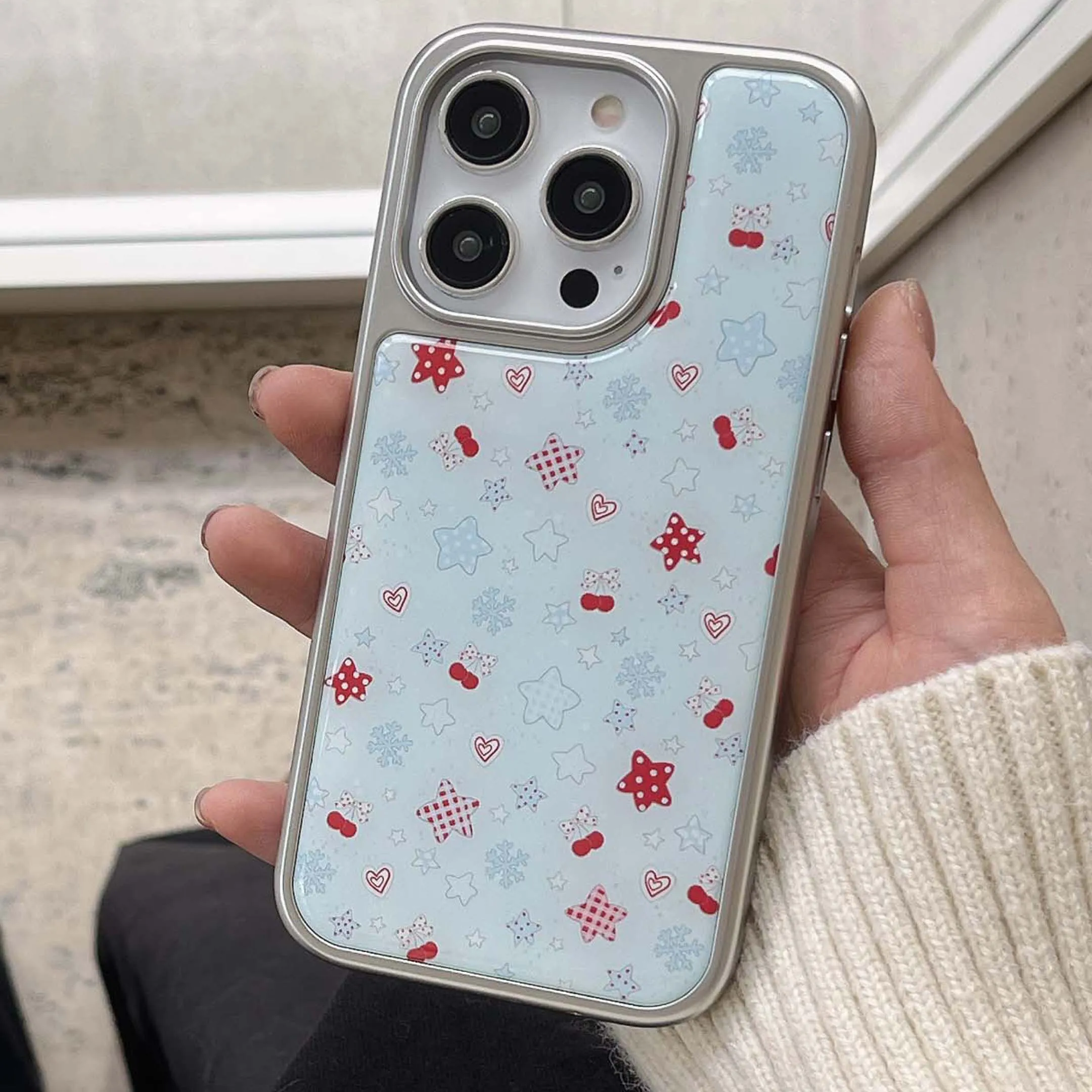 Stars cherry snowflake 3D shell for iphone 13 16 promax 14 15 pro max cartoon phone case conque capa