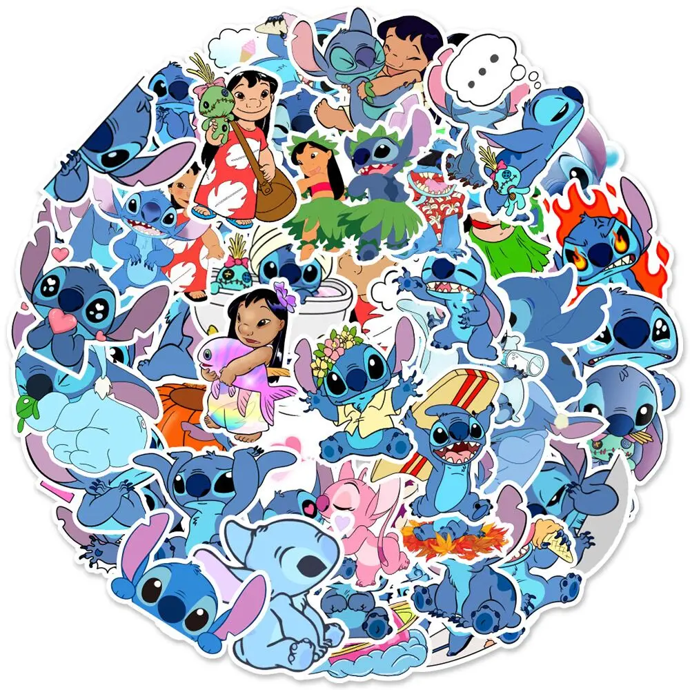 Pegatinas de Lilo & Stitch de dibujos animados de Disney para niños, calcomanías Kawaii, juguete para niños, pegatina de decoración para portátil,