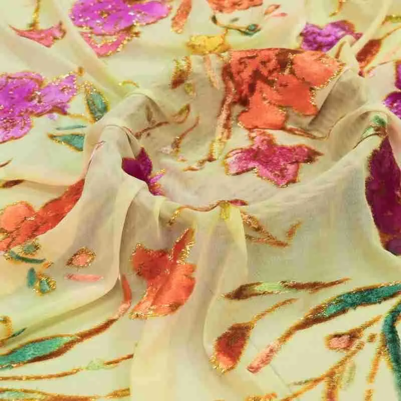 

Woven velvet brocade jacquard hand-painted printed fabric high-end dress wedding and cheongsam