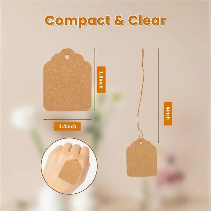 AB34-Brown Price Tags With String Attached 500 Pcs, Writable Tags For Gifts,Clothing, Jewelry And Small Business view 6
