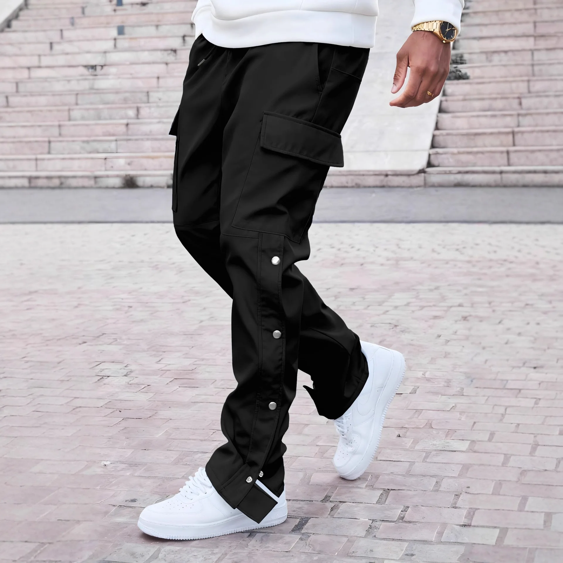Spring and autumn new style men's multi-pocket fashionable workpants,Solid-color comfortable men's pants