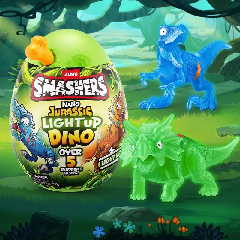 Zuru Smashers Mini Jurassic Leucht-Dino Überraschungsei Archäologisches Sammler-Spielzeugmodell Blindbox Leuchtendes Spielzeug Kindergeschenk