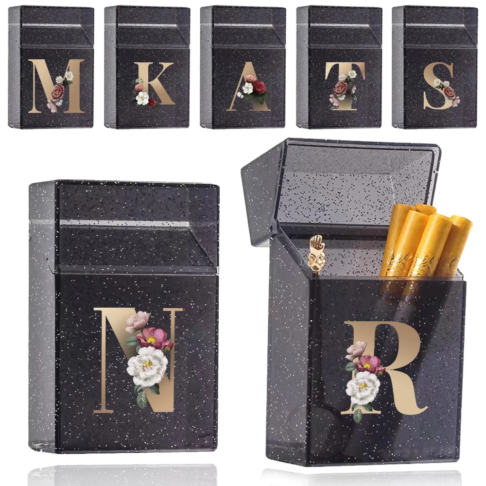 Waterproof Crystal Transparent Cigarette Storage Box Portable Protect Cover Tobacco Organizer Cigarette Case Gold Letter Pattern