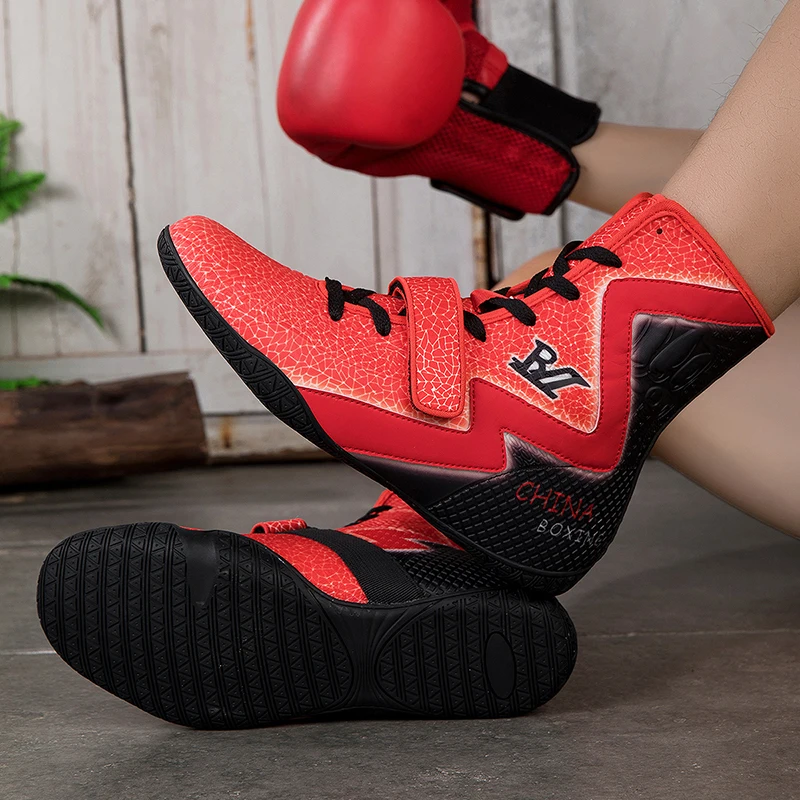 Men's Wrestling Shoes Rubber Outsole Large Size Black White Professional Boxing Training Sneakers for Gym Outdoor Powerlifting