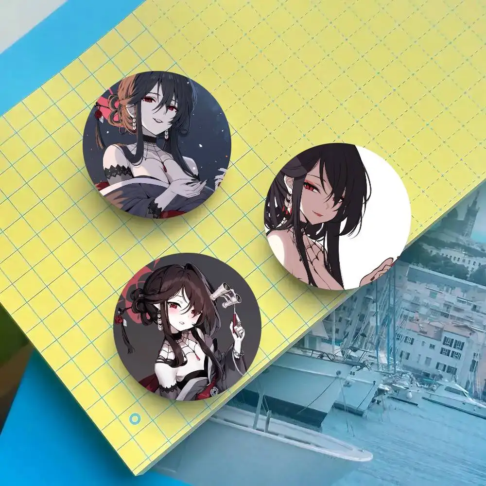 Kokuriko Anime Game B-Blue Archive Badge Tinplate Meme Round Brooch For Hat Bag Creative Lapel Jewelry Accessories Gifts