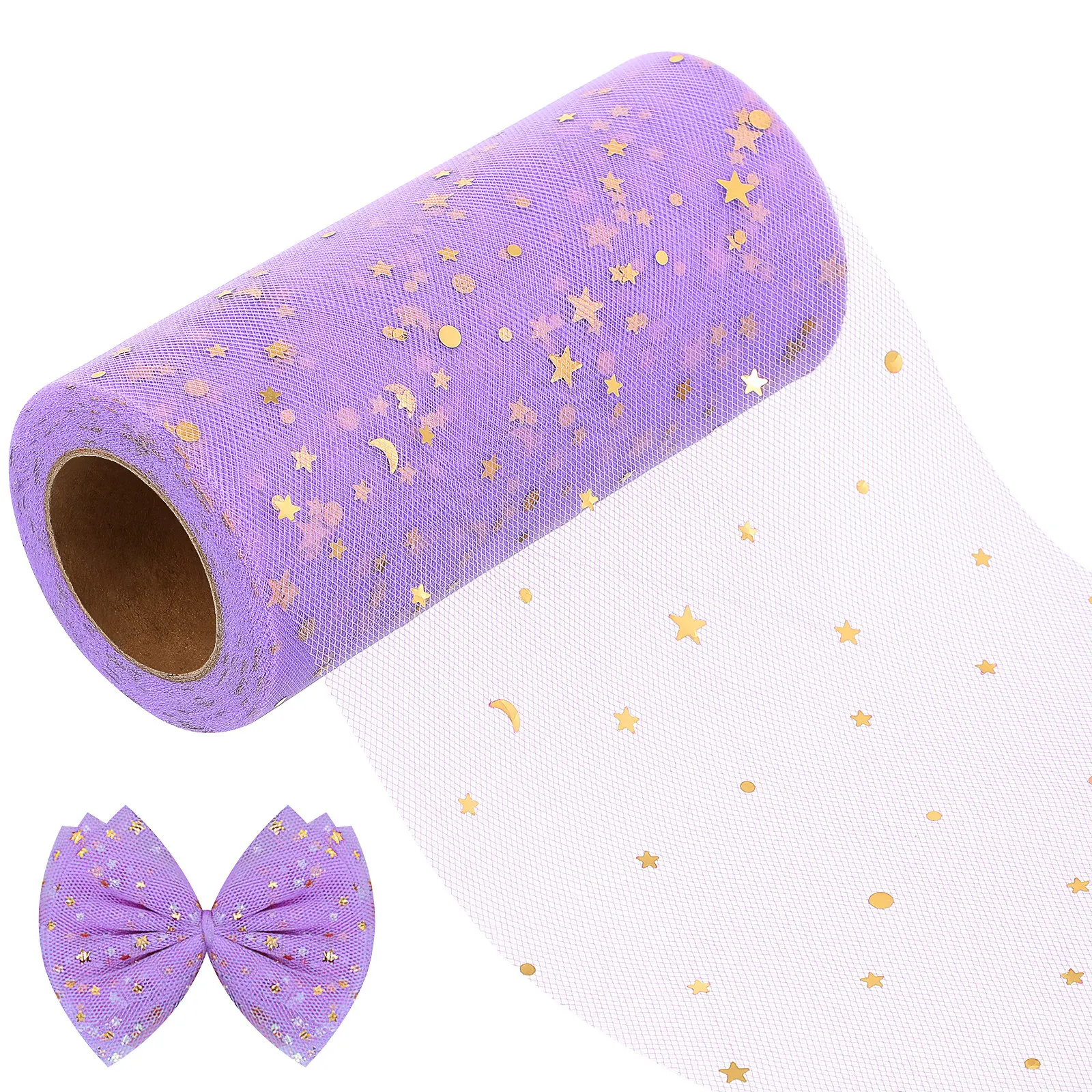 Sequins Gauze Table Skirt Light Purple 2280x15cm Party Wedding Desk Decoration Table Skirts Fashionable Attractive