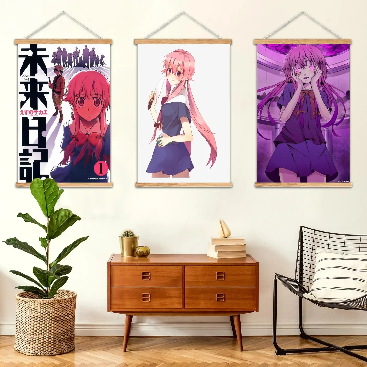yuno gasai Framed Wall Painting Canvas Art Poster and Wall Art,  Modern Family Bedroom Decor,Decorative painting