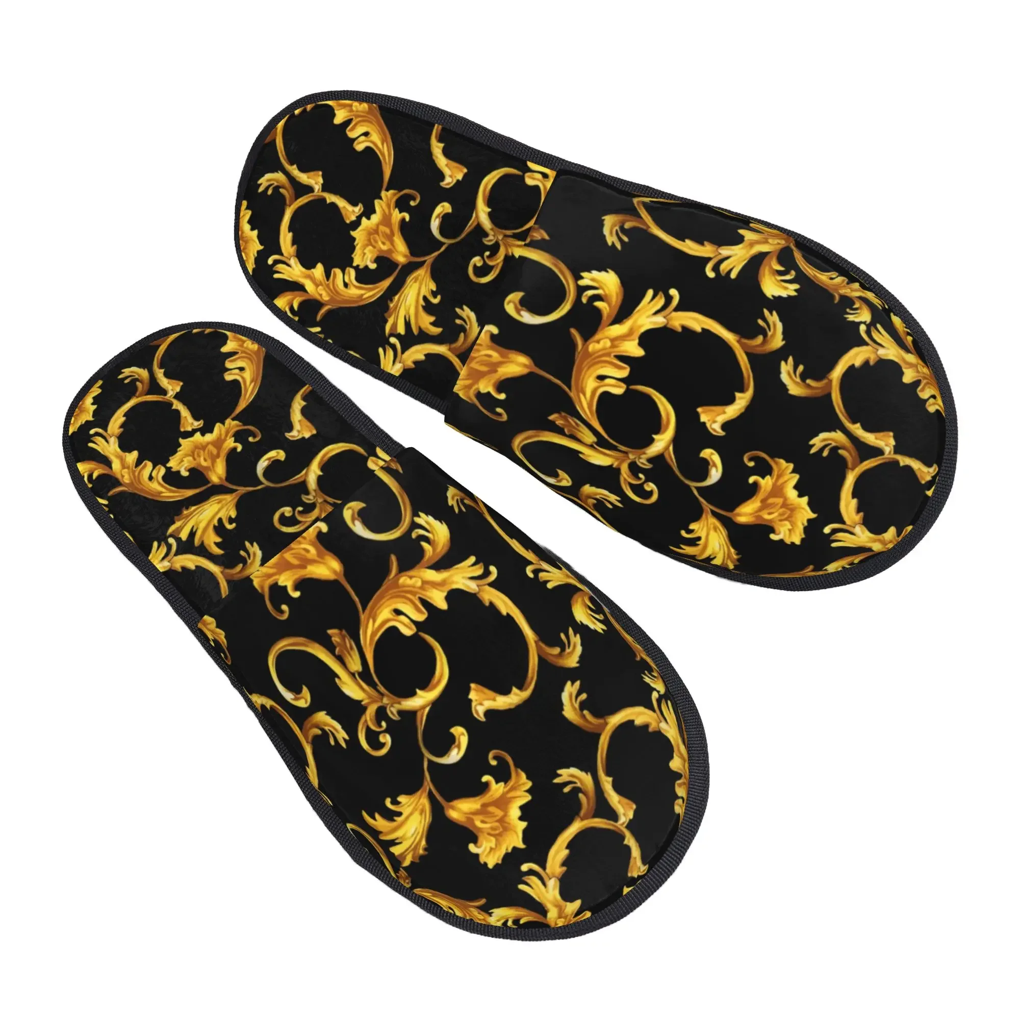 Gold Women Men Non‑Slip Couple Family Bedroom Dorm Apartment Cotton Slippers  Indoor Warm Slippers