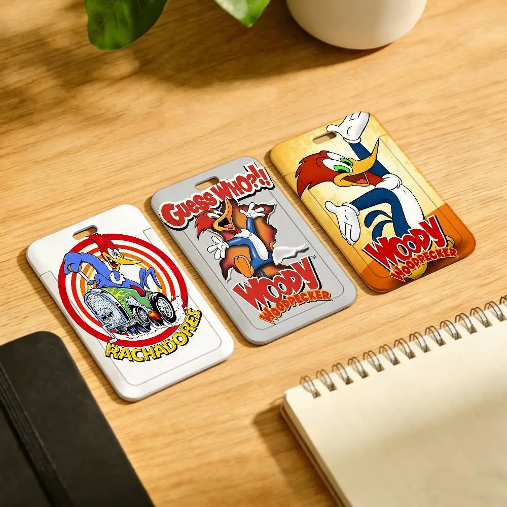 Cartoon W-WoOdY-Y W-WoodpeckeR Holder Lanyard Card Cover Student Campus Hanging Neck Bag Card ID Card Holders Key Gifts
