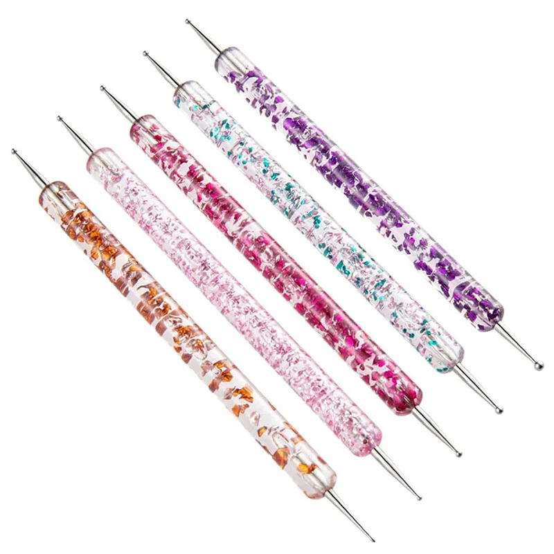 5Pcs/set Portable Nail Art Dotting Pen Crystal Beads Handle Dual-ended Drawing Painting Rhinestones Gems Pens Manicure Tools image 5