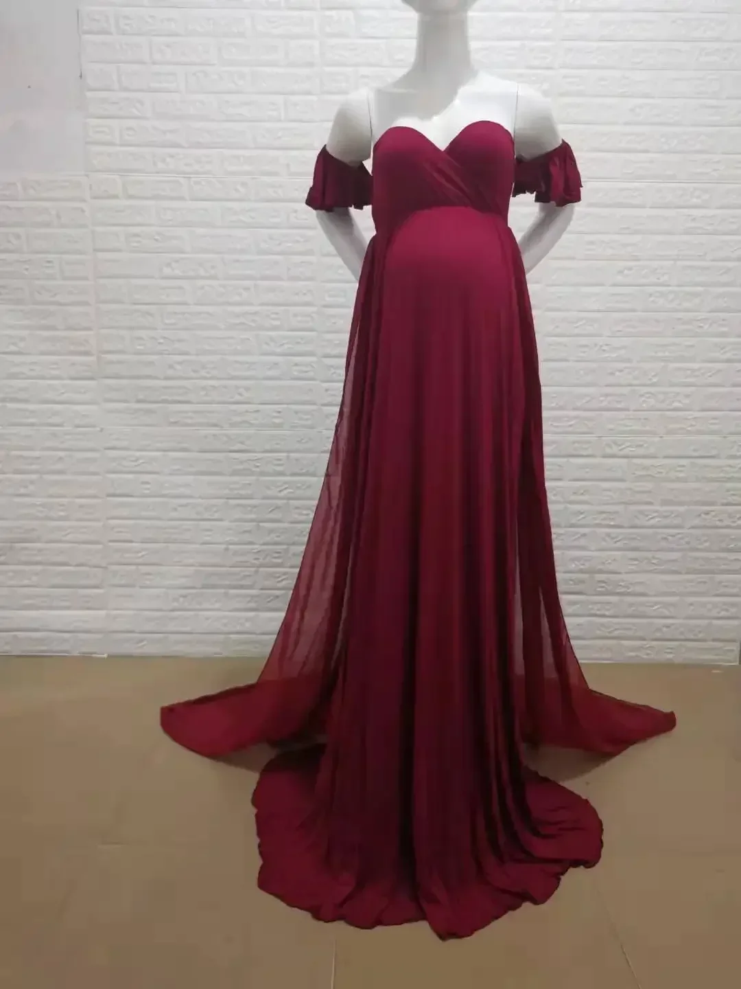 Sexy Maternity Evening Dresses Pregnancy Dress For PhotoShoot Chiffon Long Pregnant Women Maxi Gown Photography Prop Baby Shower