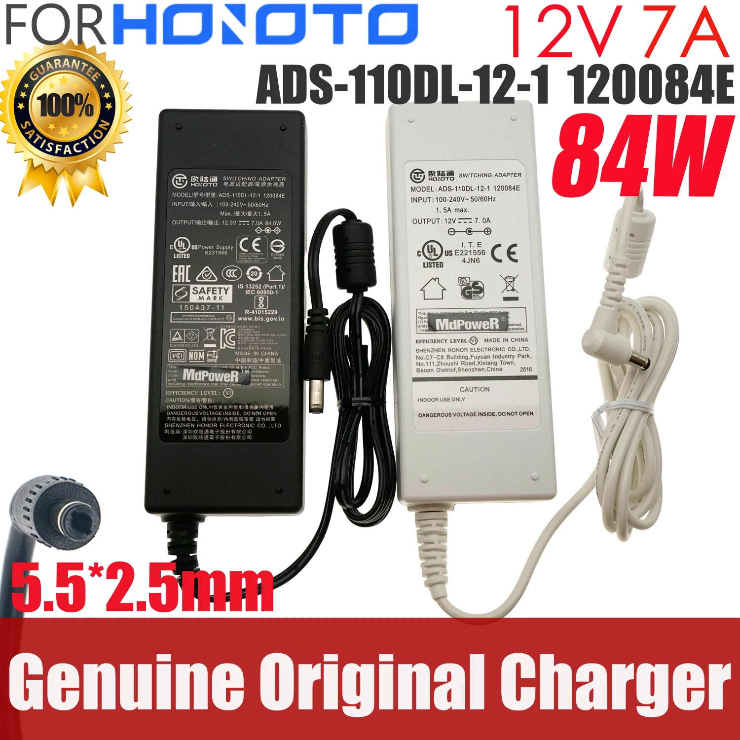 

100% подлинный ADS-110DL-12-1 120084 E 12V 7A 84W 5.5x2.5mm Импульсный адаптер переменного тока Зарядное устройство HOIOTO Источник питания