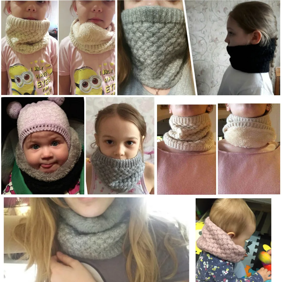 Kids Girls/Boys Winter Knitted Infinity Scarf Polar Fleece Neck Warmer