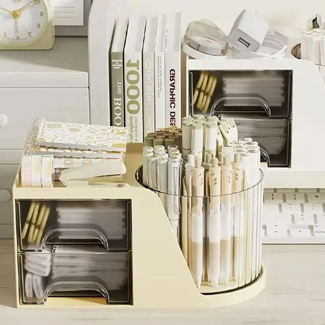 

Rotating Pen Holder Storage Box Drawer-style Desktop Stationery Desk Organizer Pen Barrel Office Storage Rack Pen Holder