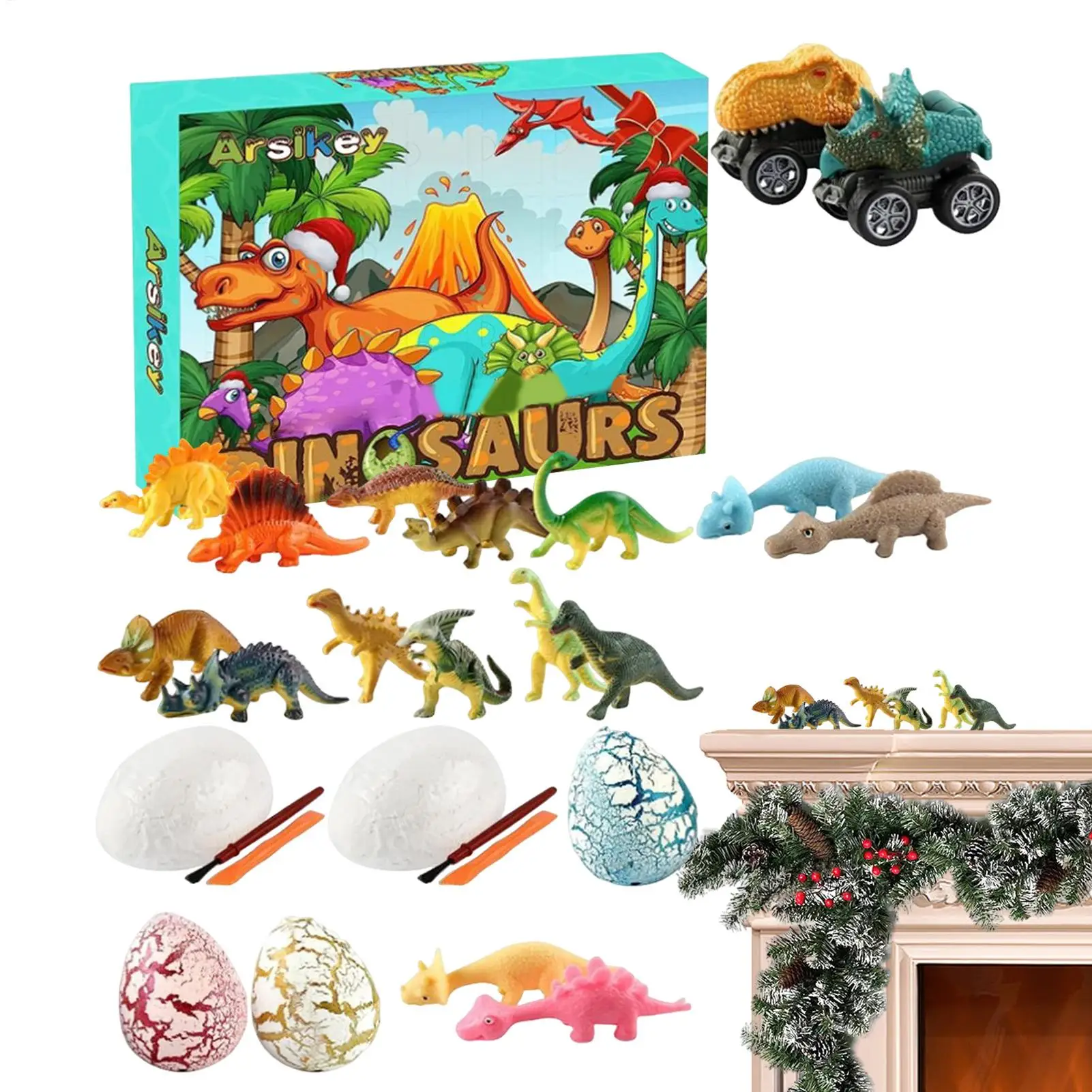 

Рождественский календарь обратного отсчета, 24-дневные приключенческие игрушки, реалистичные игрушки-динозавры для детей, коллекция рождественских игр, обучающая вечеринка