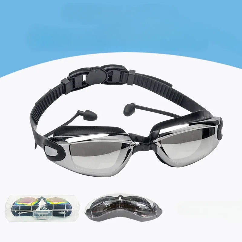 Gafas de natación antivaho galvanoplastia, gafas de natación impermeables de silicona para adultos, hombres, mujeres, jóvenes, piscina