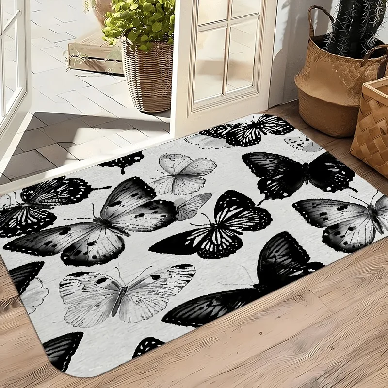 

1PC Butterfly Pattern Kitchen Rugs Non-Slip Door Mats Pop design Bathroom Rug Bath Mat Carpet for Home Sink Laundry Decor