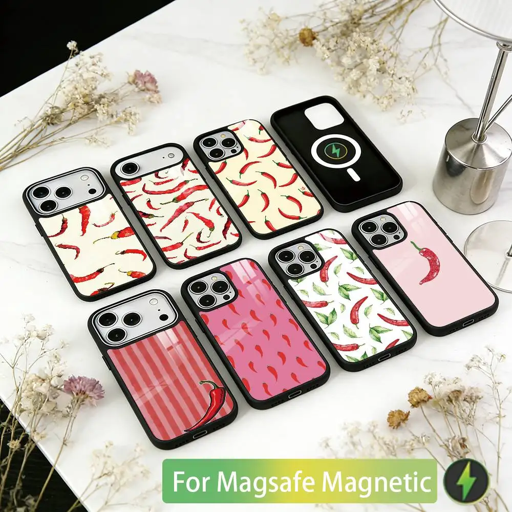 

Chili Red Phone Case For iPhone17,16,15,14,13,12,11 Plus,Pro Magnetic with Magsafe Wireless Charging