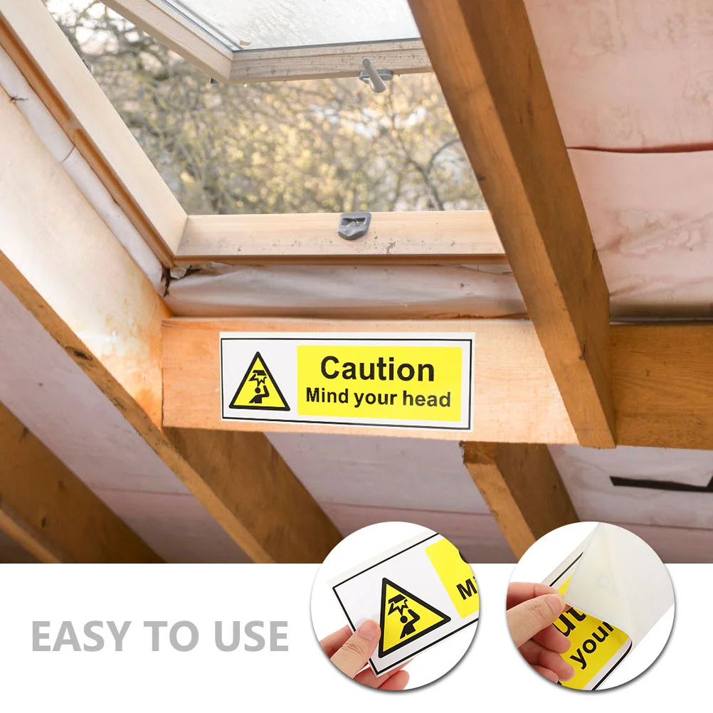 3 Pcs Signage Tag Watch Your Head Sticker Label Low Ceiling Signs Wall Decor Pvc Self Adhesive Warning Safety Caution