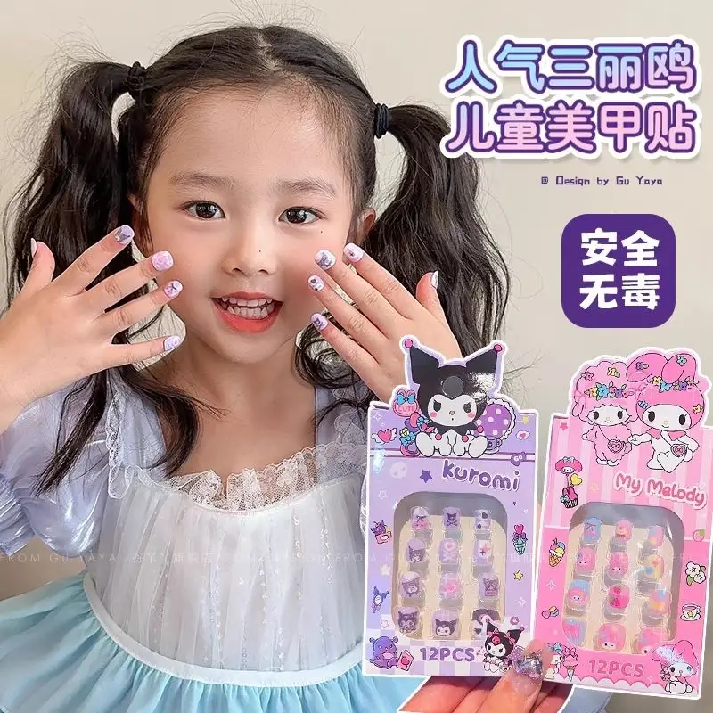 3pcs Hello Kitty Anime Kawaii Sanrio Ins Mode Kinderen Nail Stickers Leuke Cartoon Cinnamoroll Patches Cadeaus voor Kinderen