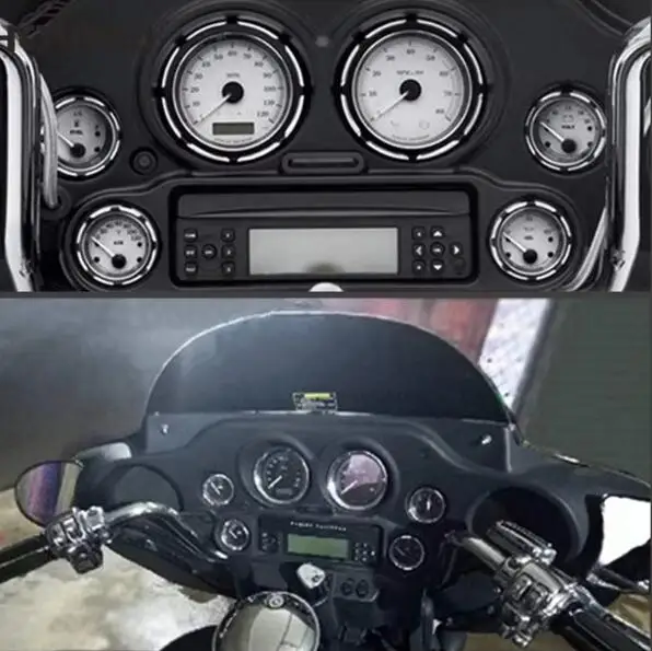 FOR Harley Touring Electra Glide Street Glide Road Glide Trike 1996-2013 Instrument Panel Bezel Cover Trim Kit 6Pcs Blackout Alu