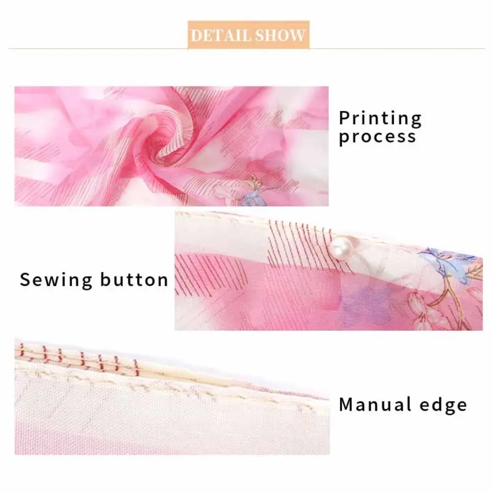 Women Luxury Silk Scarf Breathable Print Beach Shawl Sun-Resistant Smooth Headkerchief