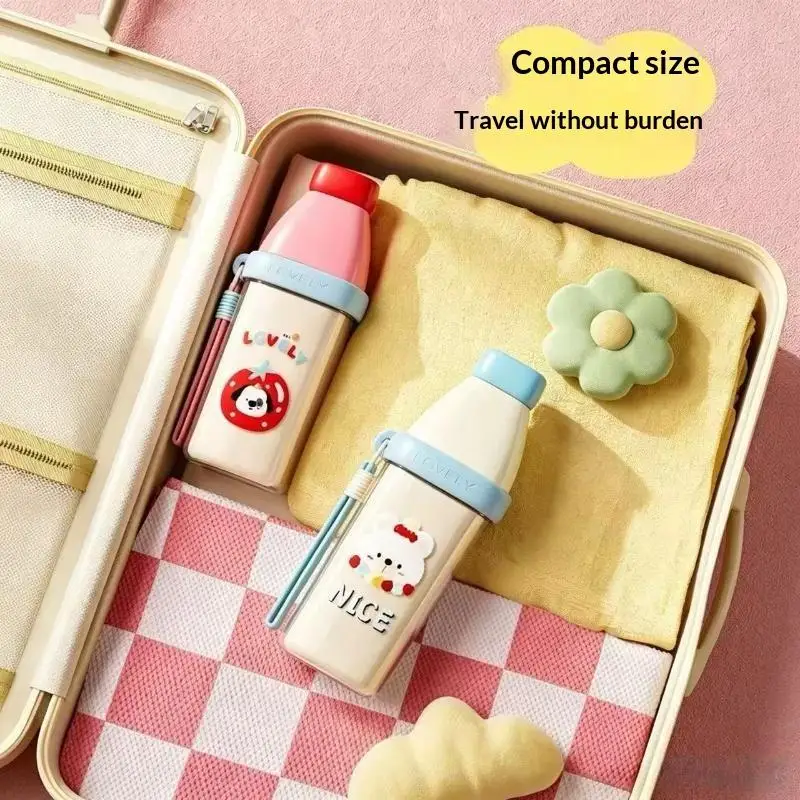 Plastic 3 In 1 Toothbrush Cup Large Capacity Cartoon Toothbrush Toothpaste Storage Box Space Saving Toothbrush Cup Travel