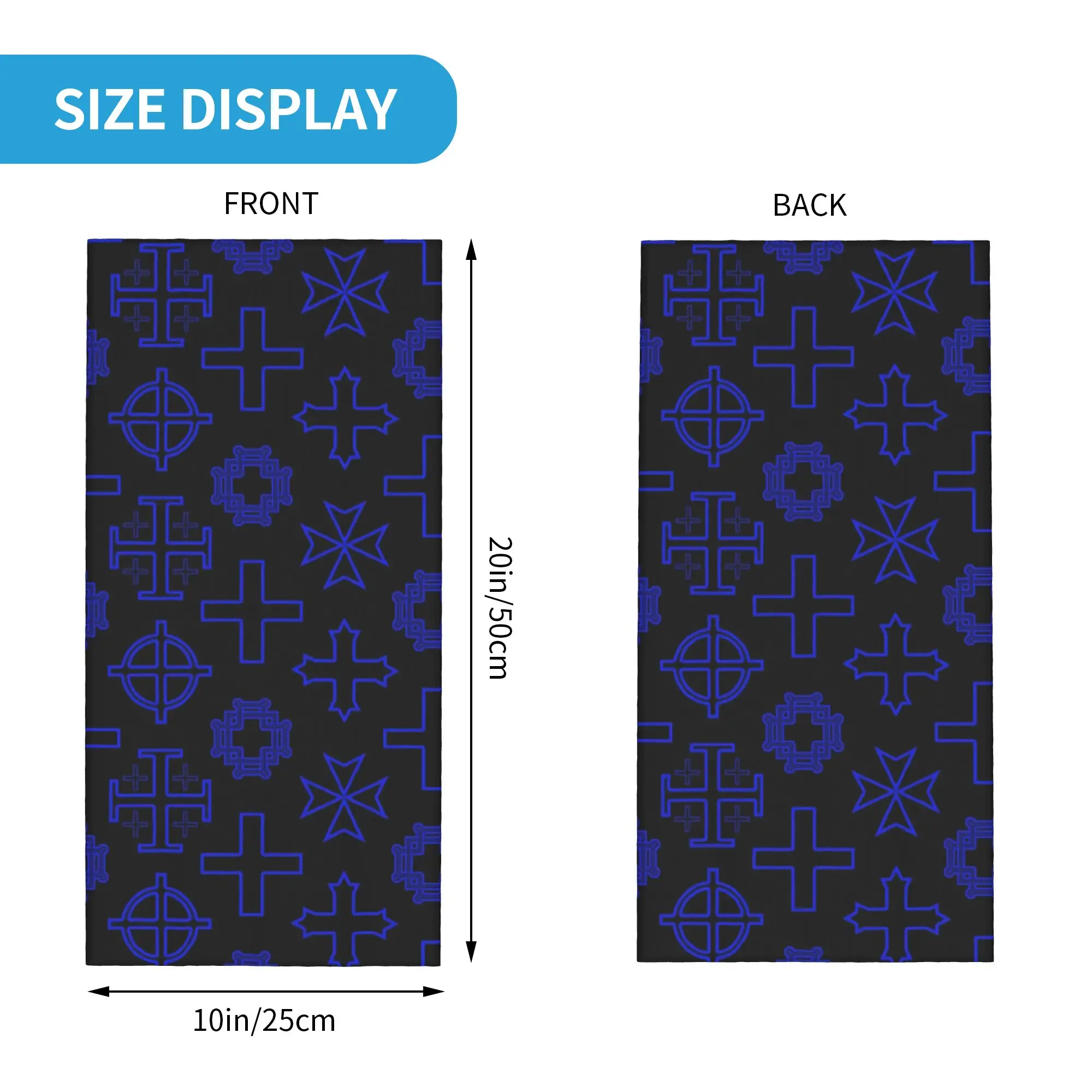 Cross Collection Jerusalem Cross Bandana Neck Cover Printed Wrap Scarf Headband Hiking Fishing Unisex Adult Breathable