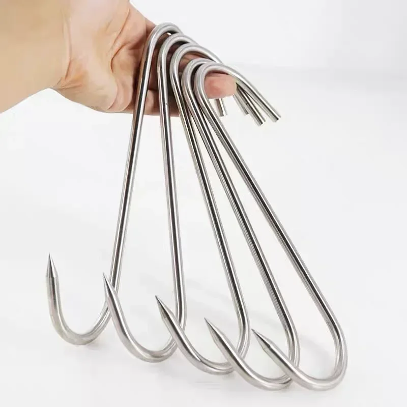 5/10/20Pcs Hanging Meat Stainless Steel Sharp Prong S-Hooks Heavy Duty Butcher Processing Hanger for BBQ Pork Sausage Bacon Hams