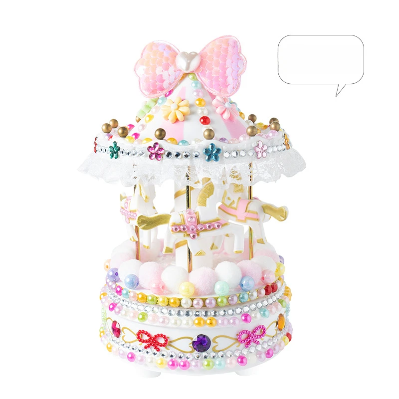 Children's Handmade Creative DIY Luminous Music Box Carousel Birthday Gift Educational Toy Gift Material Package