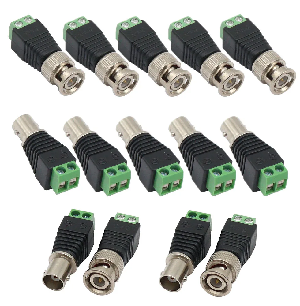 12V DC BNC Male female Connector Coax CAT5 Video Balun Adapter Plug for Led Strip Lights CCTV Camera Accessories