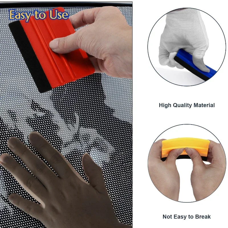 Escurridor de vinilo con borde de fieltro, raspador para vidrio de coche, raspado de envoltura de película de vehículo, suministros de lavado de