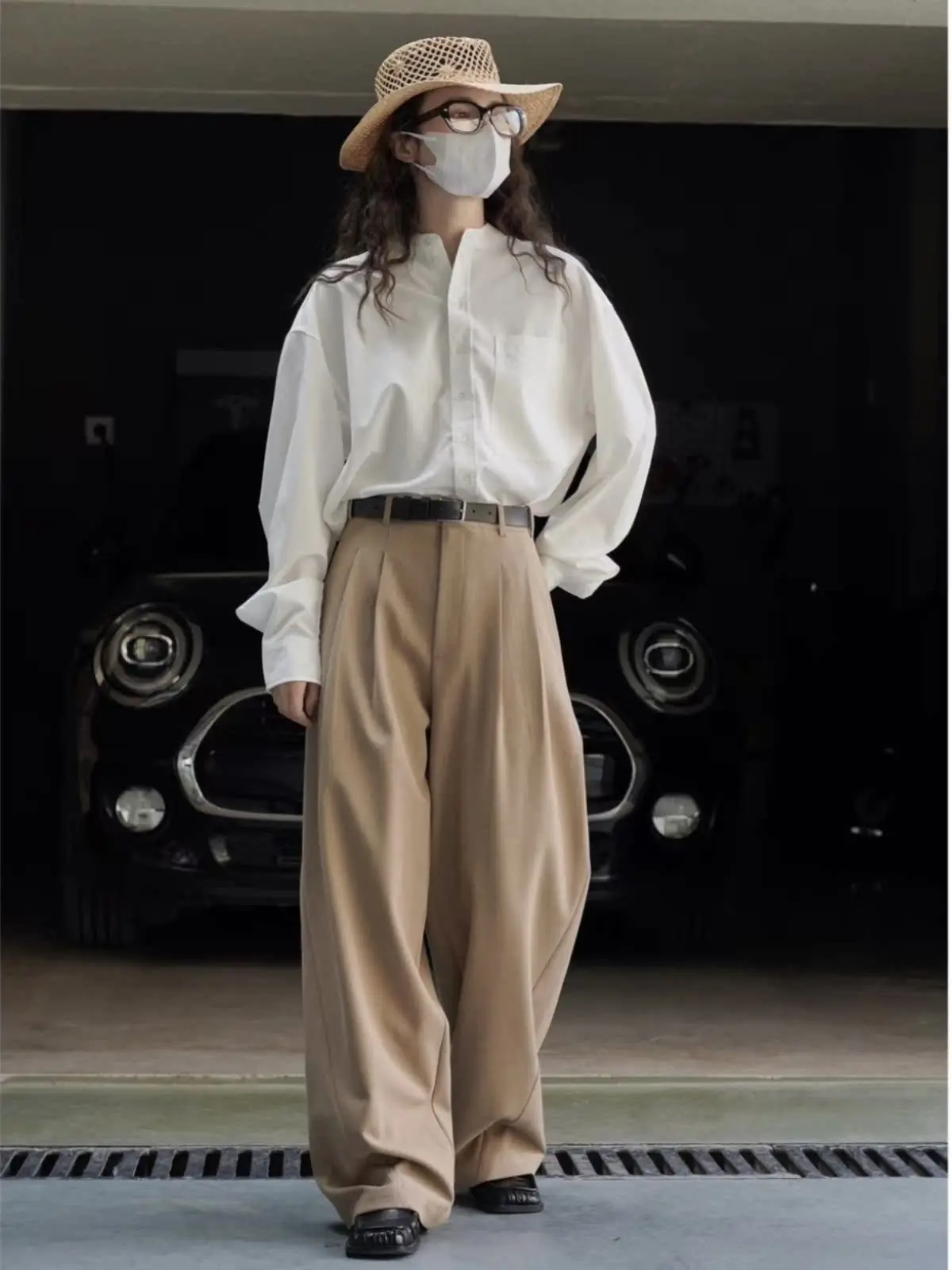 Spring Autumn Japanese Style Commute OL Loose Wide Leg Pants High Waist Casual Long Trousers Women's Fashion Classic Aesthetic