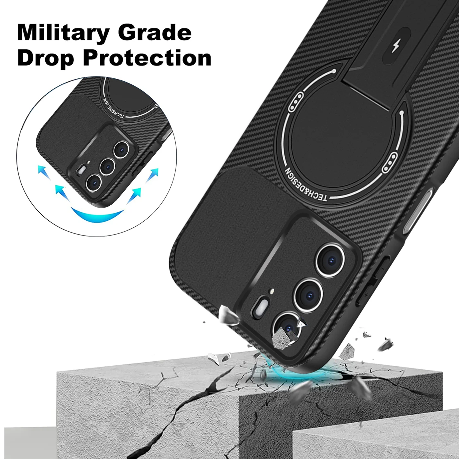 Foldable Stand Phone Case for OPPO Reno13 Pro F FS Reno 13 Pro 13F 13FS 13Pro 5G Carbon Fiber Texture Magnetic Luxury Back Cover