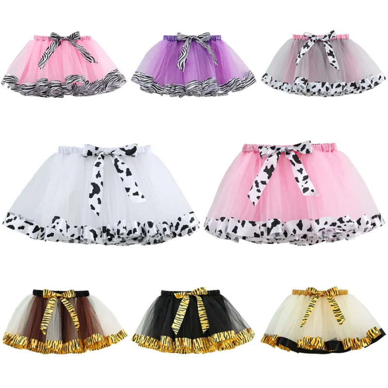 

1-8Y Girls Tutu Mesh tutu Skirts for Princess Party Performance Clothing Halloween Kids Cute Puffy with lining Skirt