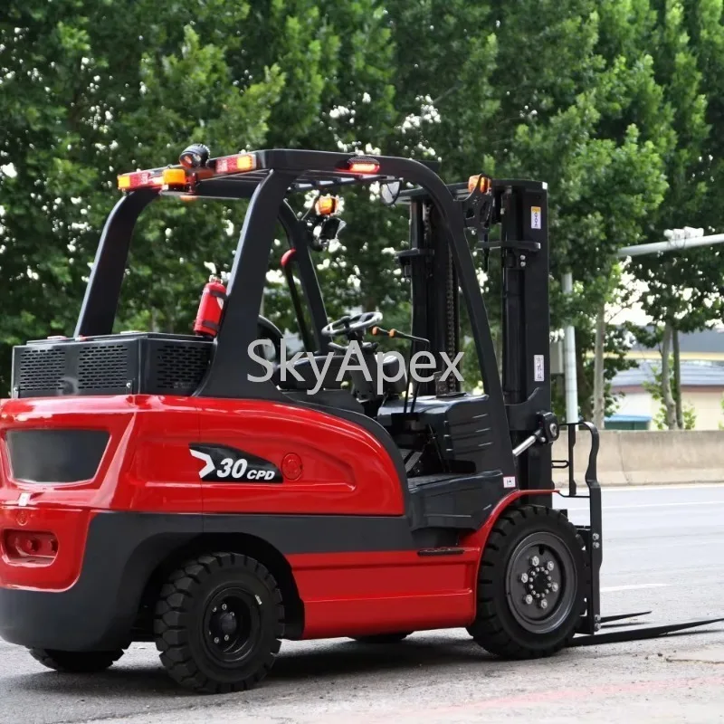 Best-Priced 3-Ton 4WD Warehouse Forklift With 80V/300AH Lead-Acid  Battery High Lifting Capacity  Solid Tire  For Ecological Use
