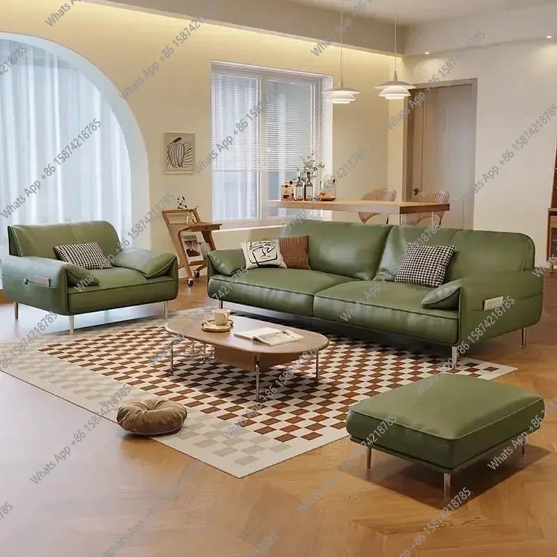 

Американский кожаный диван J, диван из воловьей кожи с наполнителем из губчатого материала, подходит для гостиной, отеля, виллы, темно-зеленый, в ретро-стиле