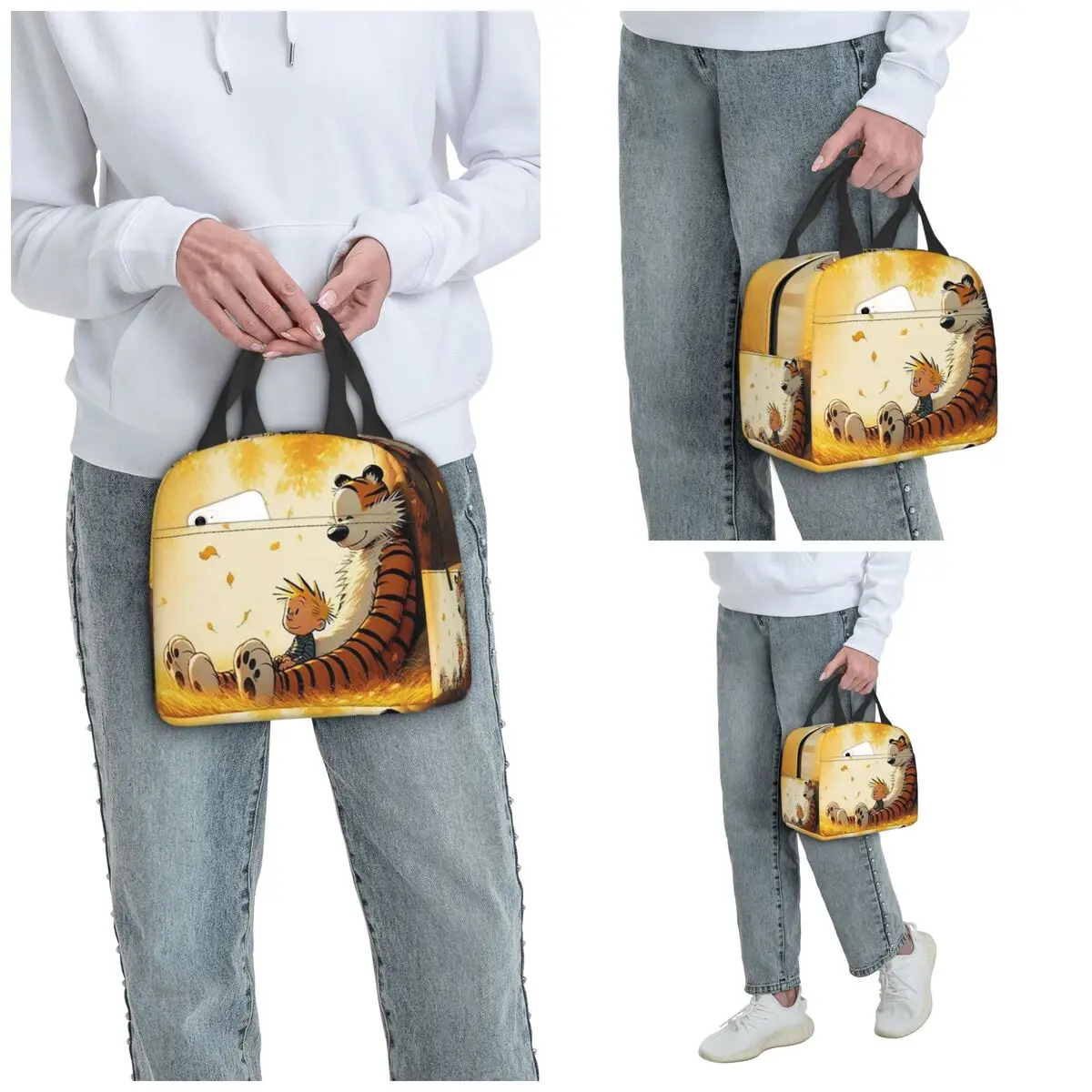 Calvin Hobbes Classic Insulated Lunch Bag for Women Office Cooler Thermal Food Box Tote Leakproof Lunch Boxes Container