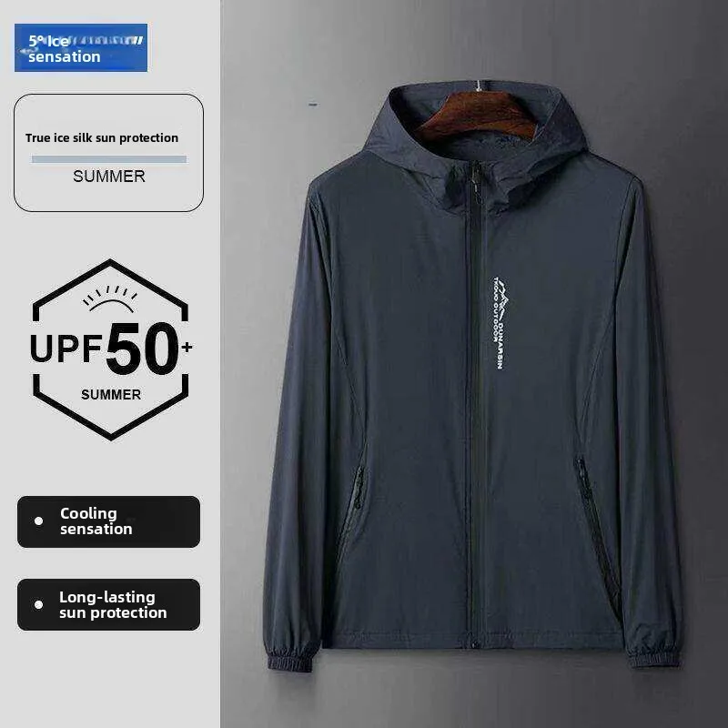 Ice Silk Men's Summer Outdoor Lightweight Anti-Uv Fishing Large Size Quick Dry Beach Sun Protection Clothing Jacket