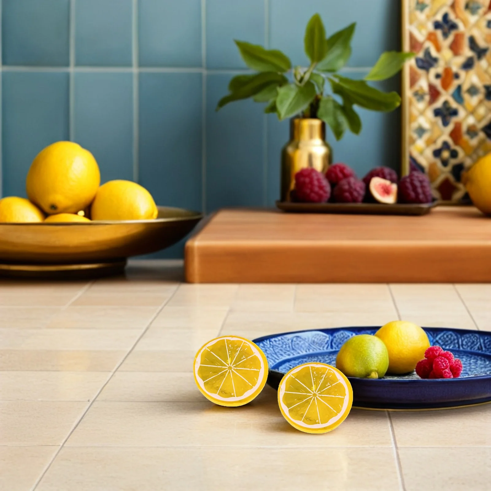 

20Pcs Artificial Lemon Slices Realistic Plastic Fruit Slices Decorative Photography Props Kitchen Table Centerpieces