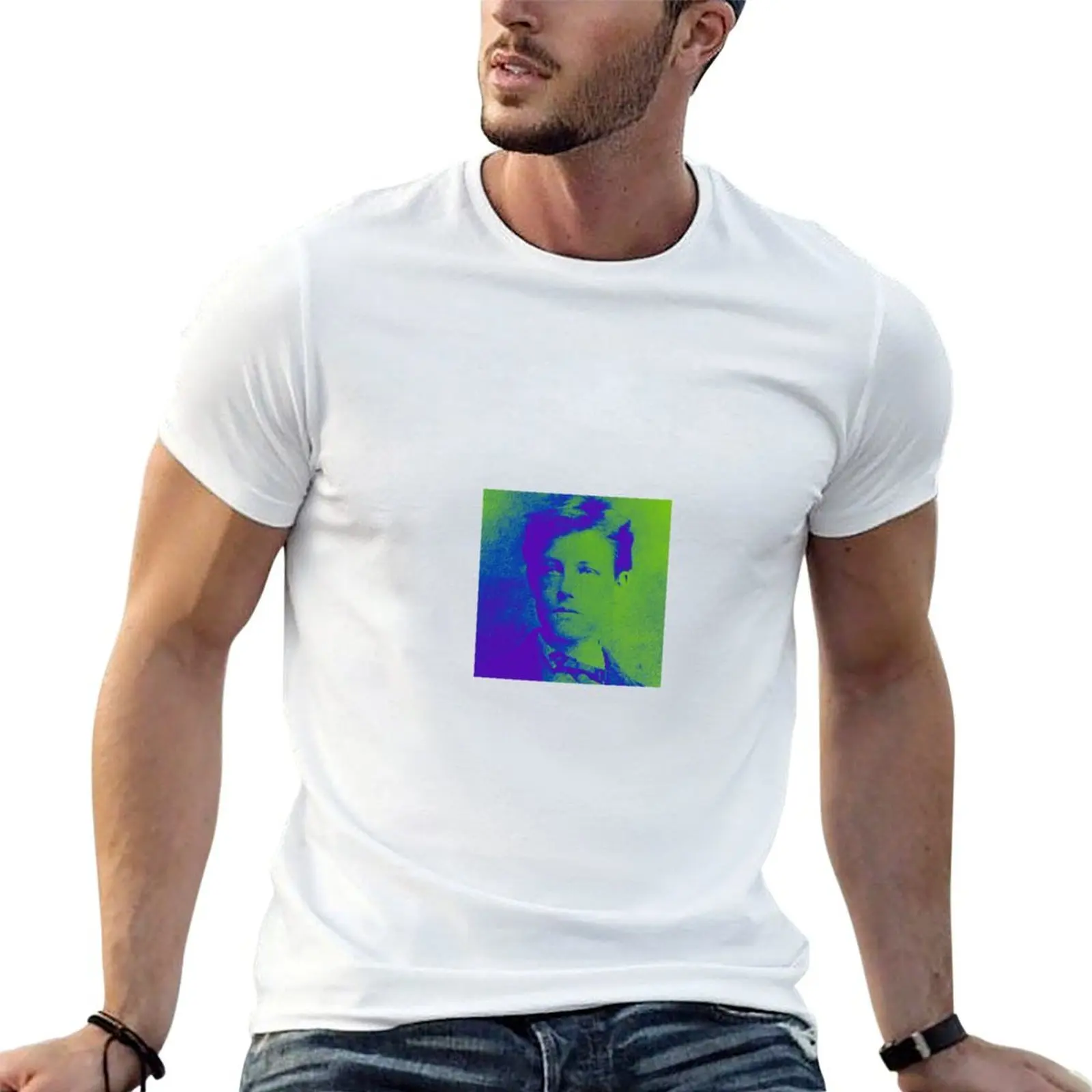 

Rimbaud Blue Green T-Shirt t shirt for man 100 percent cotton man t shirt summer T-Shirt