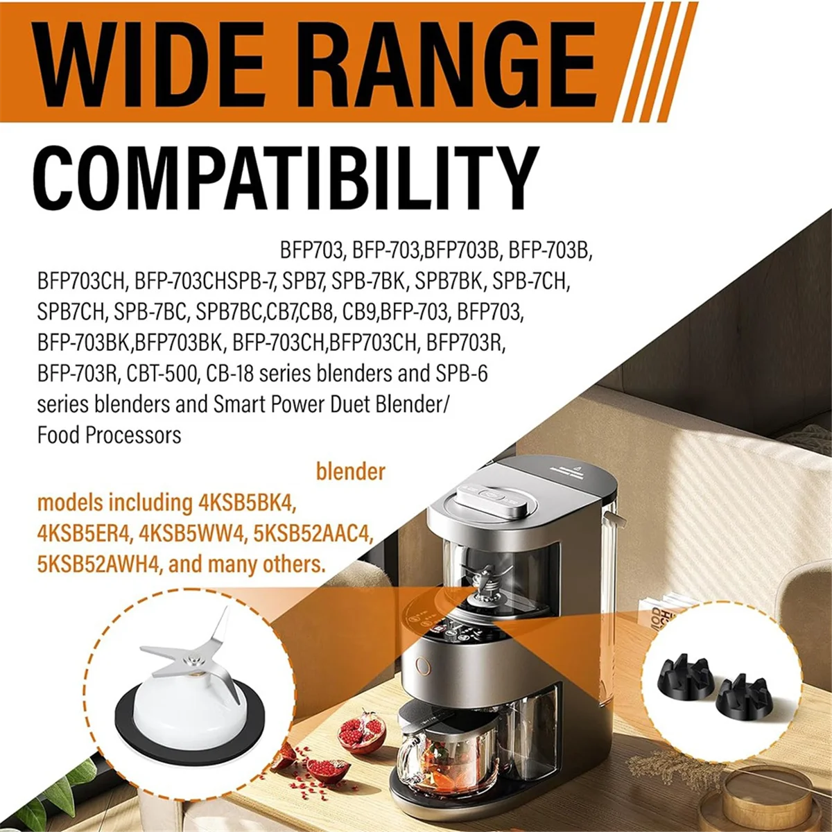 9704230   Łącznik blendera z zestawem kluczy 4-listkowe ostrze blendera z gumową uszczelką do blendera Kitchenaid