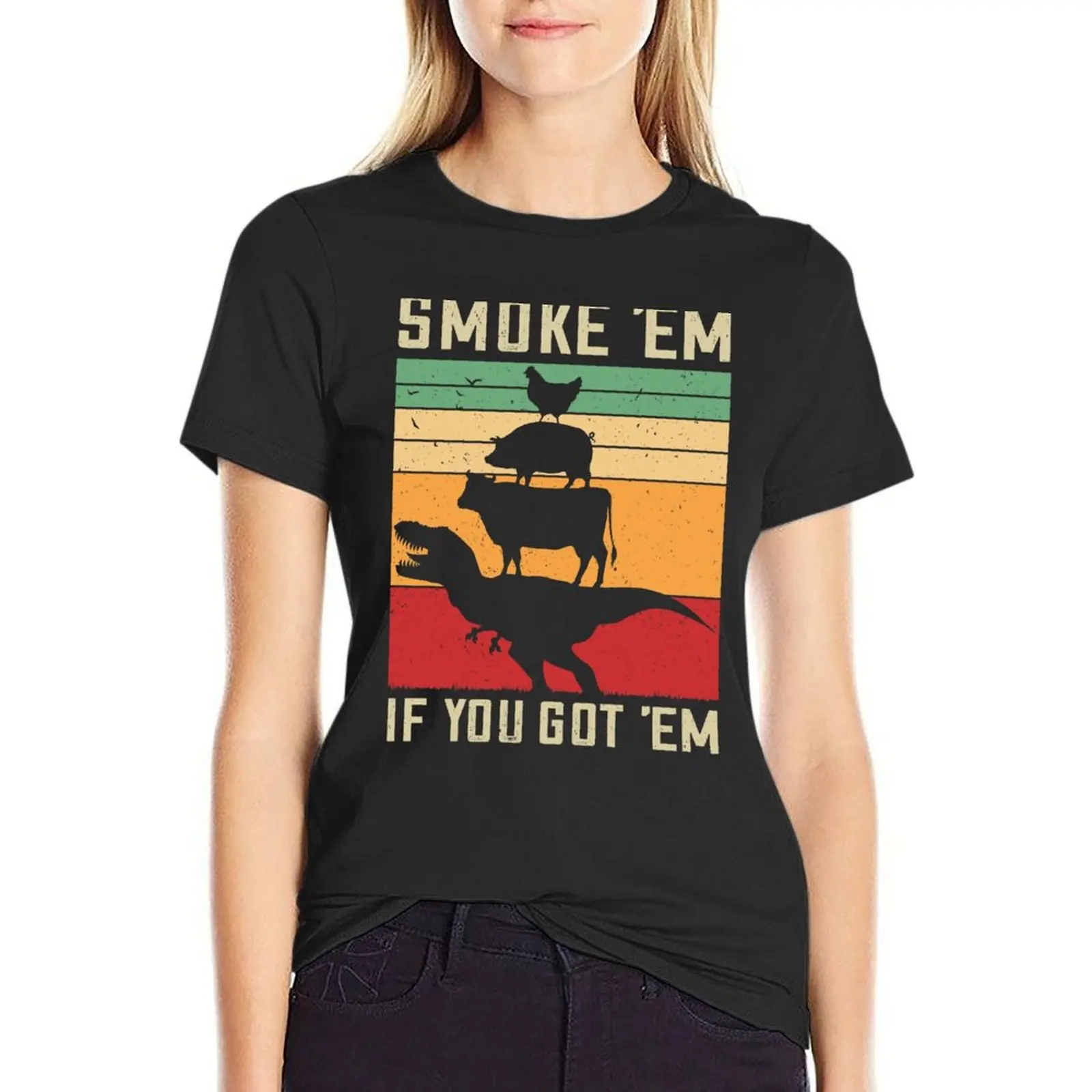 Smoke 'Em If You Got 'Em Funny BBQ Gift Vintage Meat Pitmaster Retro Grilling BarbecueGifts T-Shirt