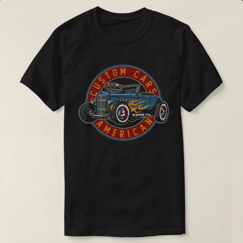 

Vintage Custom American Cars T-Shirt 100% Cotton O-Neck Short Sleeve Summer Casual Mens T-shirt Streetwear