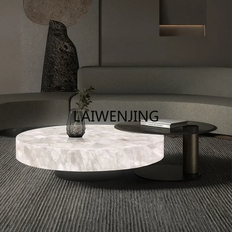 

LYN luminous jade coffee table marble round table combination customization